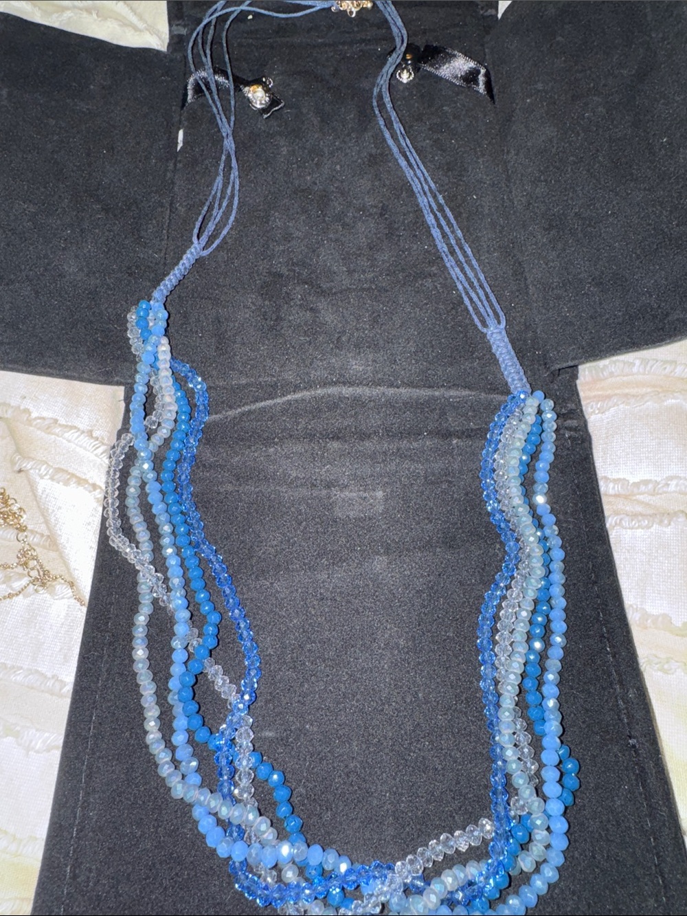 Vintage Classic Blue Multi-Strand Beaded Necklace